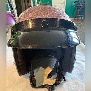 Sparkly Pink and Black Motorcycle Helmet
